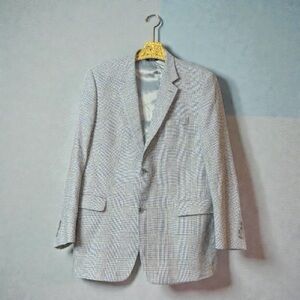 Ben Silver Charleston Blazer Mens 44T Wool/ Linen Blue Suit Jacket Sport Coat